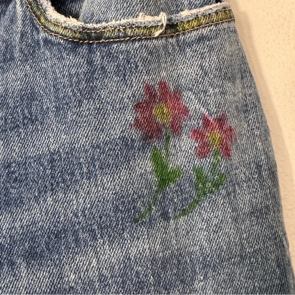Abercrombie & Fitch Curve Love Ultra High Rise 90s Straight Floral Boho Jeans 25 - Picture 9 of 13